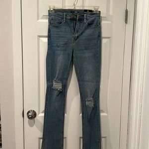 Light wash distressed denim